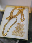 14k 6mm Gold Plated Cuban link Chain bracelet and Pendant