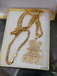 14k 6mm Gold Plated Cuban link Chain bracelet and Pendant