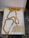 14k 6mm Gold Plated Cuban link Chain bracelet and Pendant