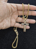 14k Goldplated Franco chain pendant and bracelet set