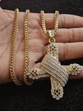 14k Goldplated Franco chain pendant and bracelet set