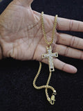 14k Goldplated Franco chain pendant and bracelet set