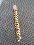 Gold plated Cuban link 24mm Big Bracelet Cz Diamond lock