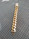 Gold plated Cuban link 24mm Big Bracelet Cz Diamond lock