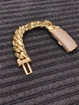 14k Gold Plated Miami Cuban Link 22mm Bracelet Cz Diamond Curve lock