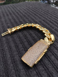 14k Gold Plated Miami Cuban Link 22mm Bracelet Cz Diamond Curve lock