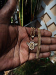 14k 3mm Gold filled Cuban link Chain and Pendant