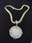 10k Gold plated Miami Cuban Link 12mm Chain and pendant