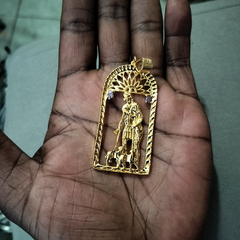 14k gold plated Saint Lazaro pendant