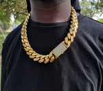 Gold plated Miami Cuban link 24mm Chain Cz Diamond lock