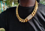 Gold plated Miami Cuban link 24mm Chain Cz Diamond lock