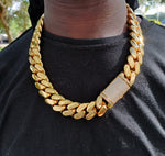 Gold plated Miami Cuban link 24mm Chain Cz Diamond lock