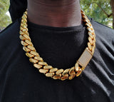 Gold plated Miami Cuban link 24mm Chain Cz Diamond lock