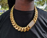 Gold plated Miami Cuban link 24mm Chain Cz Diamond lock