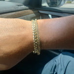 14k gold plated Flat Cuban link 8mm bracelet and 3mm franco bracelet