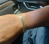 14k gold plated Flat Cuban link 8mm bracelet and 3mm franco bracelet