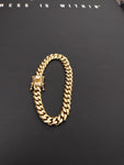 14k gold plated 8mm flat Cuban link bracelet