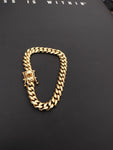 14k gold plated 8mm flat Cuban link bracelet