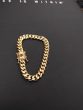 14k gold plated 8mm flat Cuban link bracelet