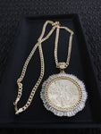 14k Gold Filled 3mm Cuban Link Chain and Pendant Set