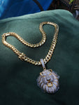 14k Gold plated Miami Cuban Link 12mm Chain and CZ Diamond Lion 🦁 pendant