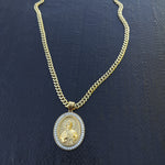 14k 6mm Gold Plated Cuban link Chain and Pendant