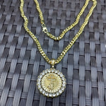 14k 6mm Gold Plated Cuban link Chain and Pendant