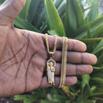 14k 3mm Gold filled Cuban link Chain and Pendant