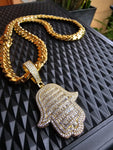 14k Gold plated Miami Cuban Link 12mm Chain CZ Diamond lock and pendant