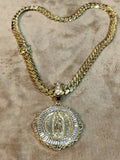 10k Gold plated Miami Cuban Link 12mm Chain and pendant