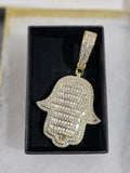 14K gold plated iced out Hasma pendant