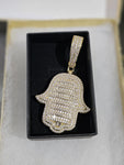 14K gold plated iced out Hasma pendant