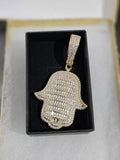 14K gold plated iced out Hasma pendant