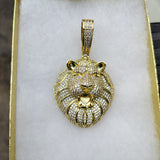 14K gold plated iced out Lion pendant