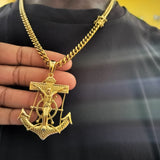 14k 6mm Gold Plated Cuban link Chain and Pendant