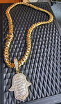 14k Gold plated Miami Cuban Link 12mm Chain CZ Diamond lock and pendant