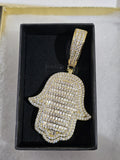 14K gold plated iced out Hasma pendant