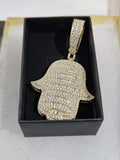 14K gold plated iced out Hasma pendant