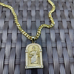 14k 6mm Gold Plated Cuban link Chain and Pendant