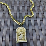 14k 6mm Gold Plated Cuban link Chain and Pendant