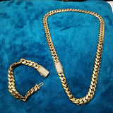 14k Gold Plated Miami Cuban Link 10mm 24inch Chain Cz Diamond lock