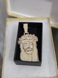 14K gold plated iced out Jesus Piece