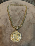 10k Gold plated Miami Cuban Link 12mm Chain and pendant