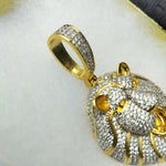 14K gold plated iced out Lion pendant