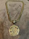 10k Gold plated Miami Cuban Link 12mm Chain and pendant