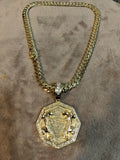 10k Gold plated Miami Cuban Link 12mm Chain and pendant