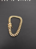 14k gold plated 8mm flat Cuban link bracelet