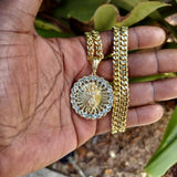 14k 6mm Gold Plated Cuban link Chain and Pendant