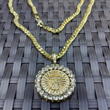 14k 6mm Gold Plated Cuban link Chain and Pendant