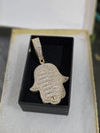 14K gold plated iced out Hasma pendant